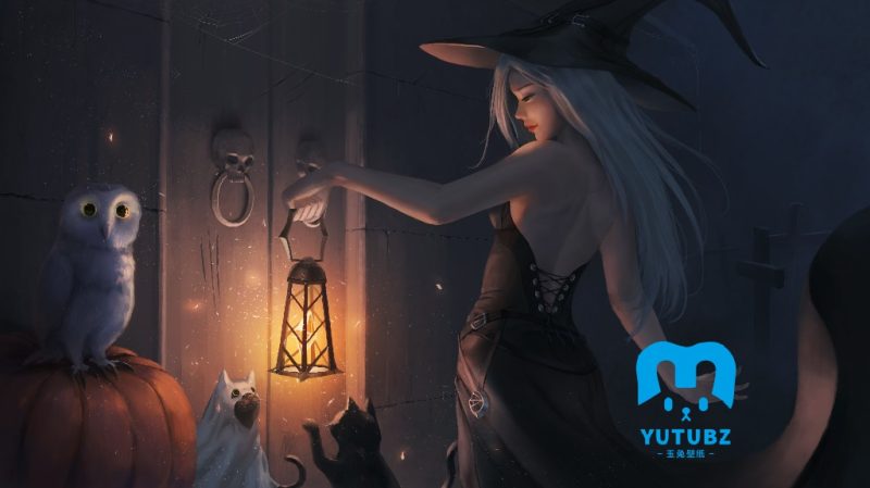 万圣节白色长发女巫-玉兔4K壁纸！