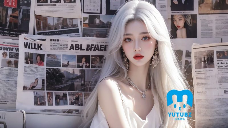 报纸女孩 白色长发漂亮动漫美女-玉兔4K壁纸！