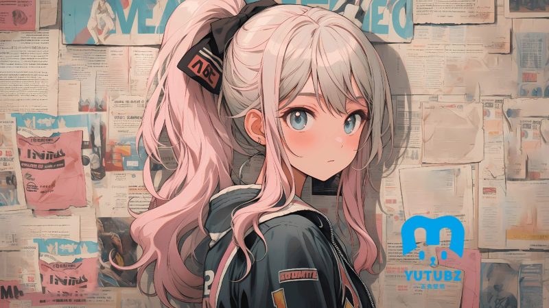 报纸墙_可爱马尾辫少女-玉兔4K壁纸！