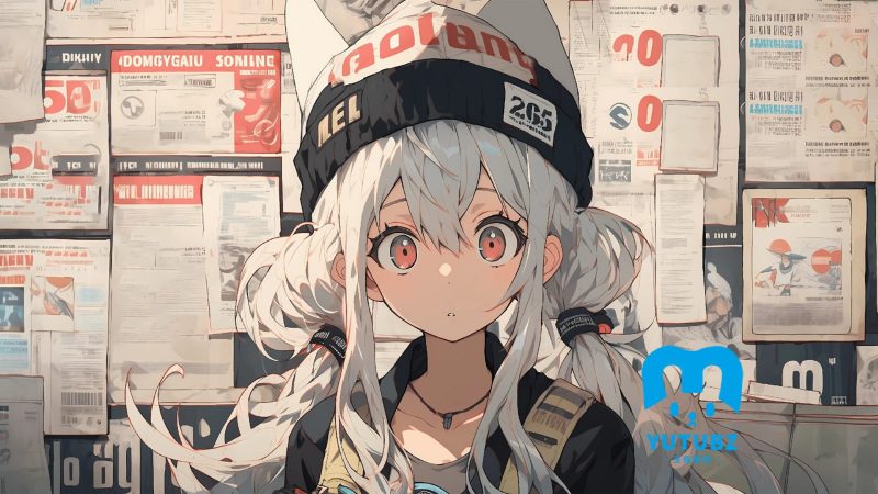 报纸墙_可爱又马尾辫女孩-玉兔4K壁纸！