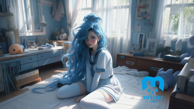 金克丝蓝色长发房间-玉兔4K壁纸！