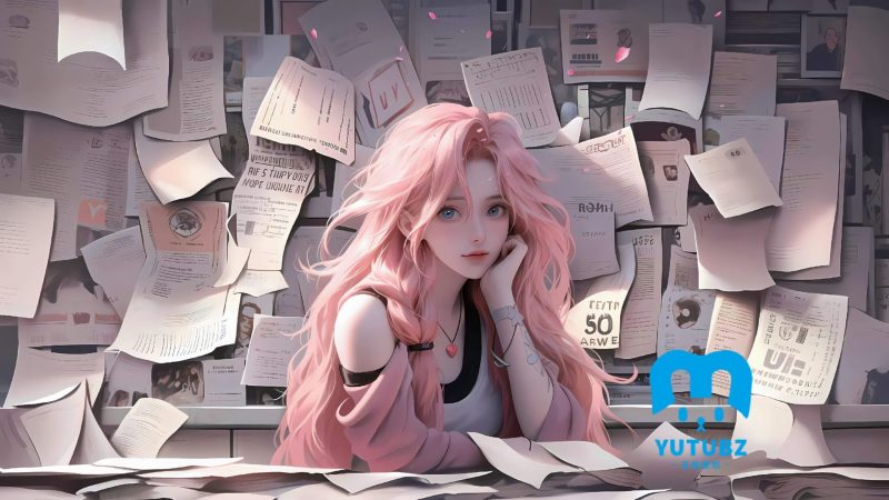 女孩粉色长发报纸墙-玉兔4K壁纸！