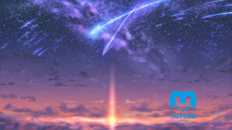 日落晚霞天空流星-玉兔4K壁纸！