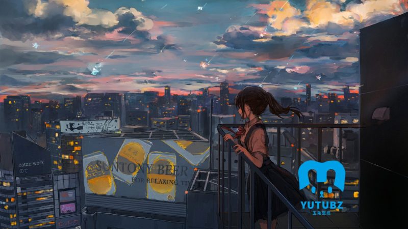 中国画师catzz插画作品动漫女孩-玉兔4K壁纸！