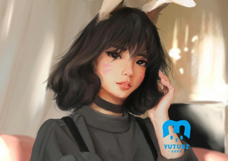 《守望先锋》D.Va同人游戏人物游戏桌面5k壁纸-玉兔4K壁纸！