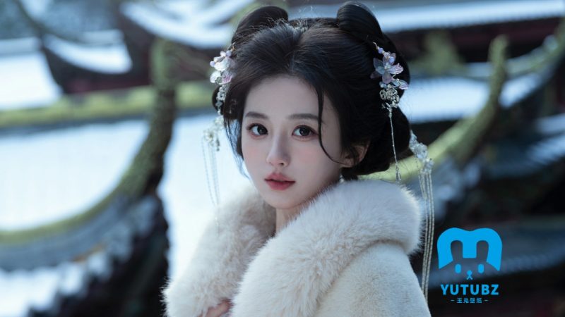 古风，古装，白色汉服装可爱美少女写真壁纸-玉兔4K壁纸！