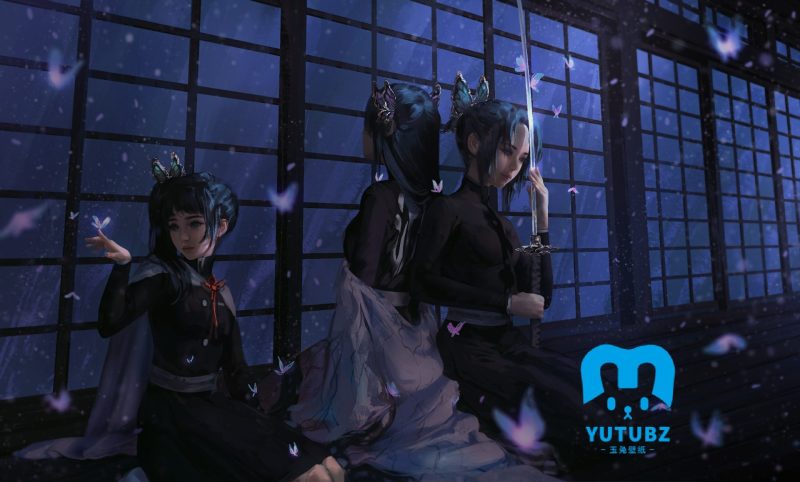 《鬼灭之刃》蝴蝶三姐妹电脑壁纸-玉兔4K壁纸！