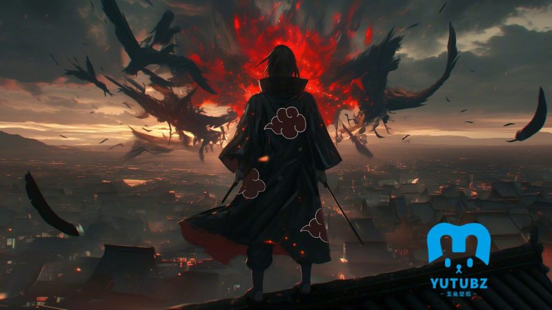 站在屋顶的宇智波鼬，火影忍者人物宇智波鼬美图壁纸-玉兔4K壁纸！