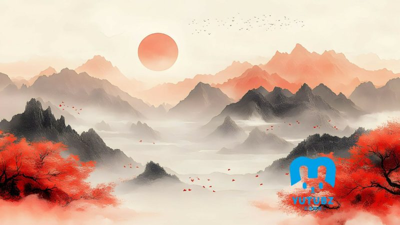 中式美学-云雾山水-玉兔4K壁纸！