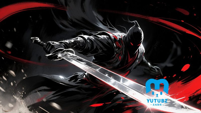 这一刀很帅，手持长刀，黑衣、头戴兜帽，衣袂飞扬，迅猛攻击的刀客酷帅壁纸-玉兔4K壁纸！