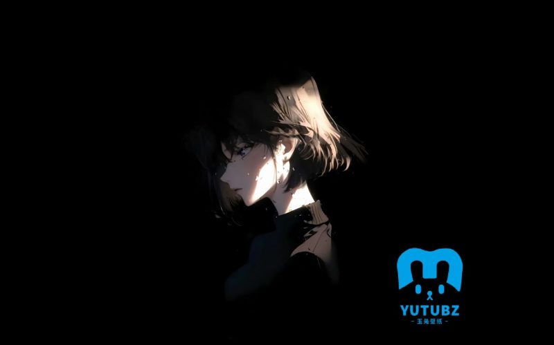 灰原哀雨夜黑色背景-玉兔4K壁纸！