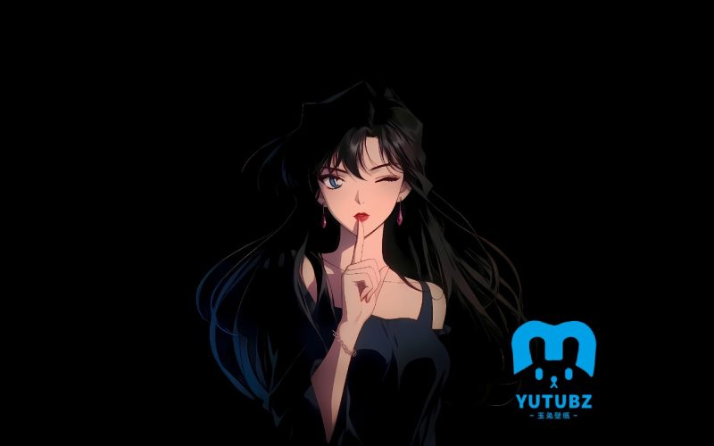 小兰嘘的手势简约黑色背景-玉兔4K壁纸！