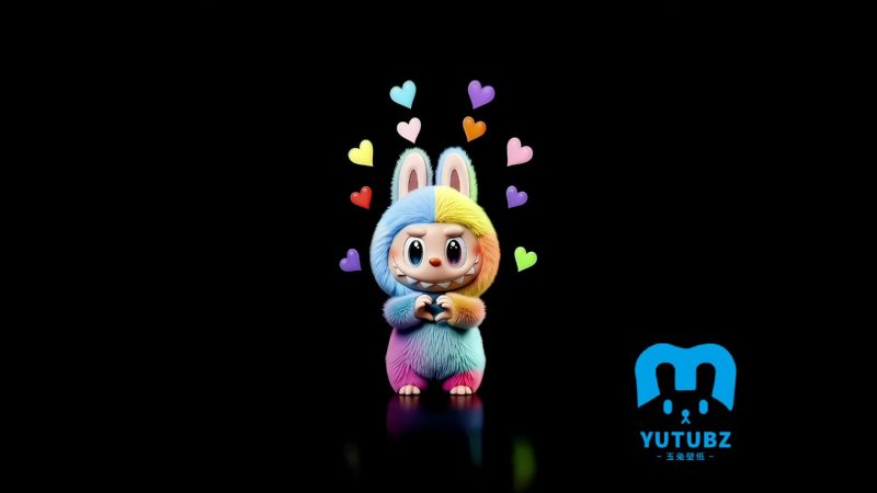 LABUBU-卡通背景-玉兔4K壁纸！