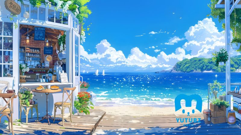 夏日-夏日海边-玉兔4K壁纸！