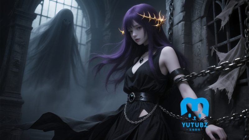 古堡背景-少女插画-玉兔4K壁纸！