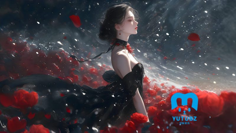 少女插画-暗黑美学-玉兔4K壁纸！