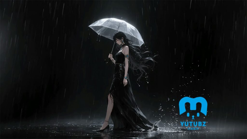 雨夜黑色裙子美女ɡ_暗黑系-玉兔4K壁纸！