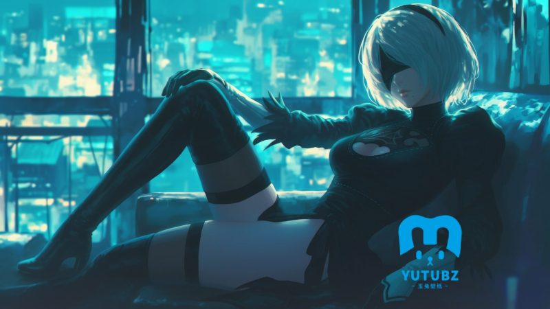 尤尔哈2B，躺在沙发上的尤尔哈2B动漫-玉兔4K壁纸！