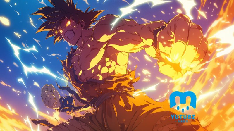 龙珠悟空超燃战斗画面，结实的肌肉，热血，拳聚能量酷帅桌面壁纸-玉兔4K壁纸！