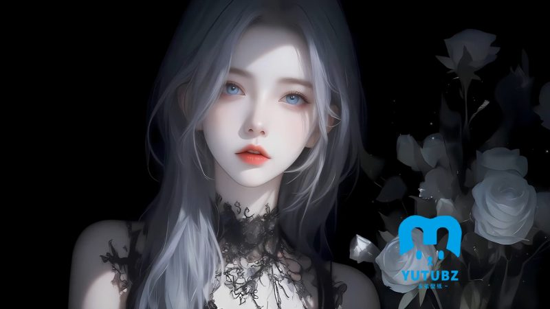 暗黑系-白玫瑰-玉兔4K壁纸！