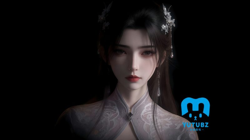 李慕婉_暗黑色背景-玉兔4K壁纸！